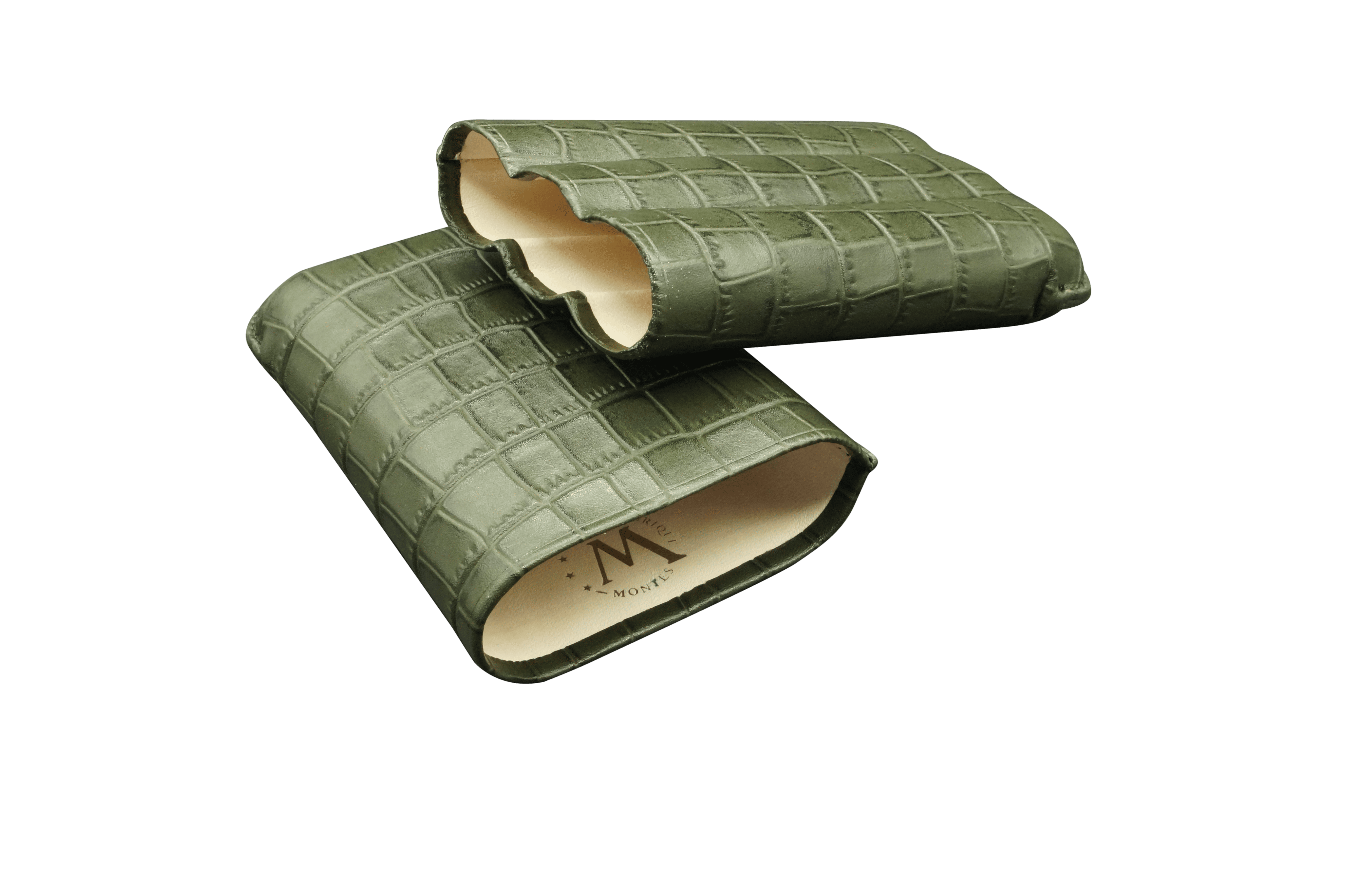 Montes Gerçek Deri El Yapımı 60 Ring Krokodil Bosque Üçlü Puro Kılıfı