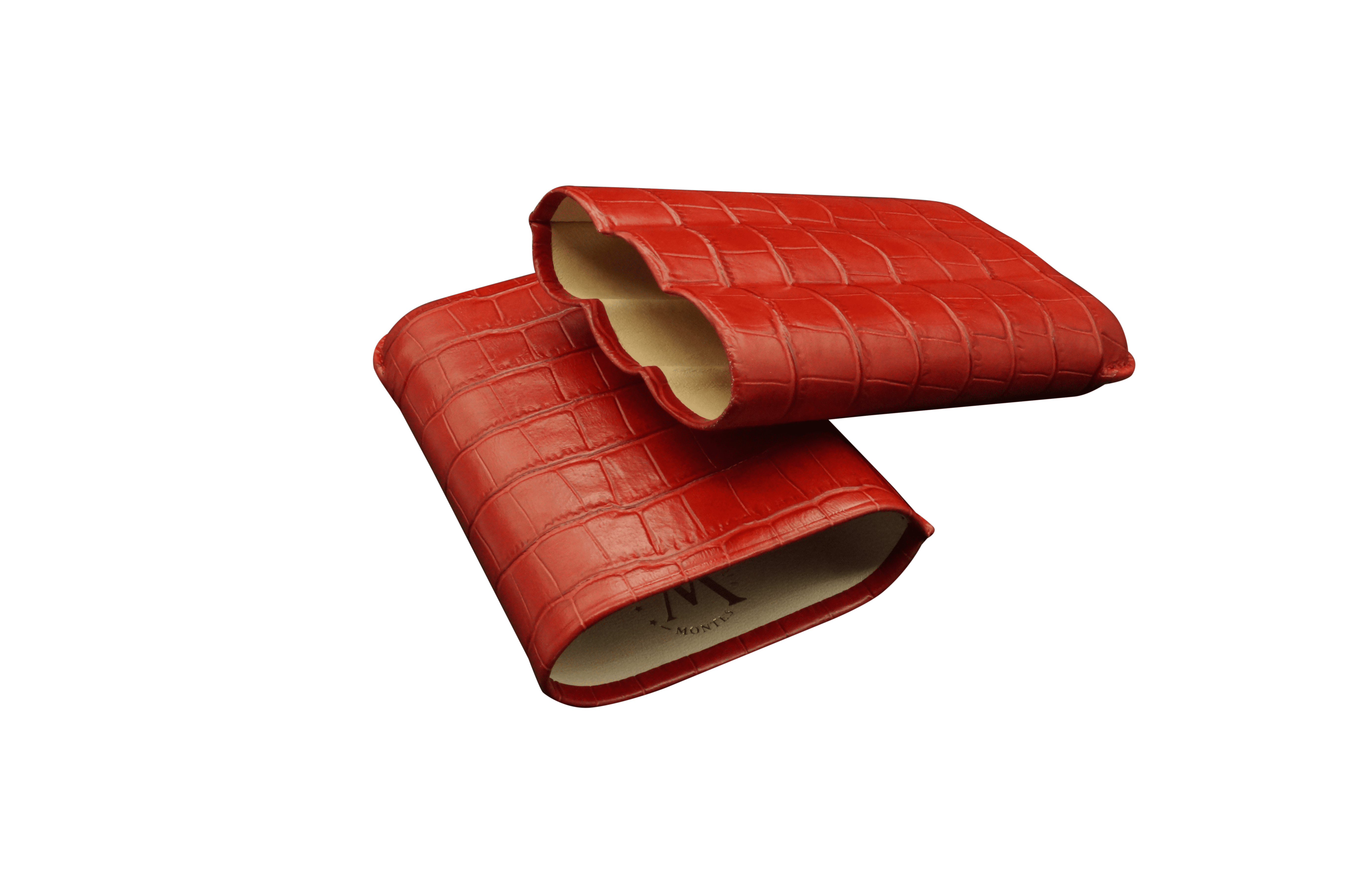 Montes Gerçek Deri El Yapımı 60 Ring Krokodil Fuego Üçlü Puro Kılıfı