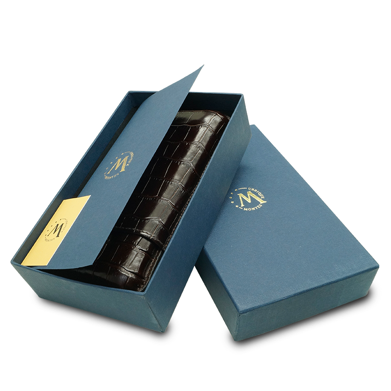 Montes Gerçek Deri El Yapımı 60 Ring Krokodil Tabaco Üçlü Puro Kılıfı