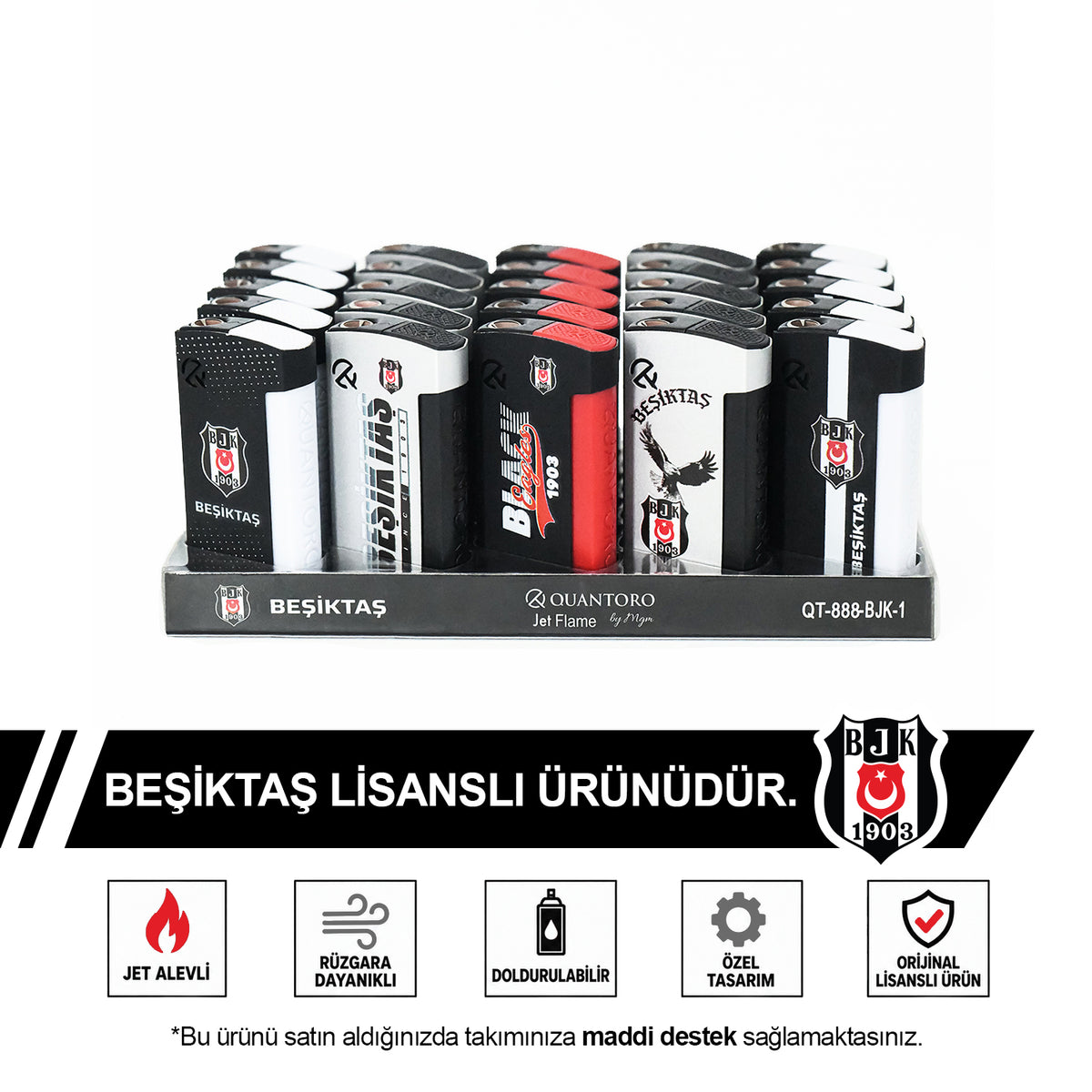 Beşiktaş Lisanslı Jet Taraftar Çakmak 25'li Stant