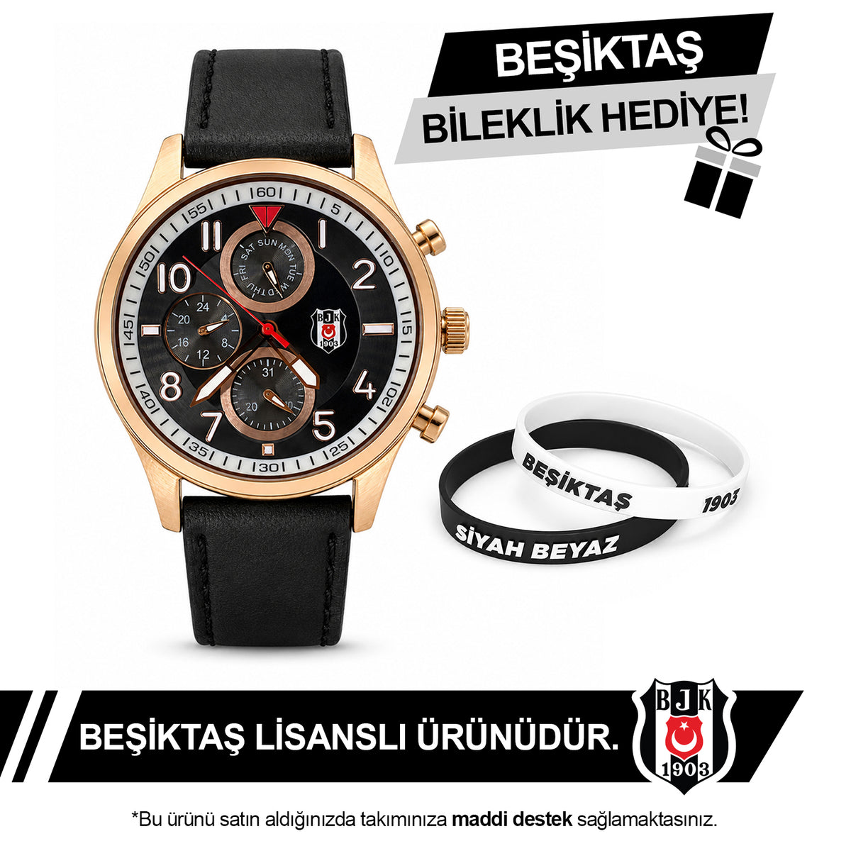 Beşiktaş Lisanslı Kol Saati 56E2S45760 - BJK Bileklik Hediyeli