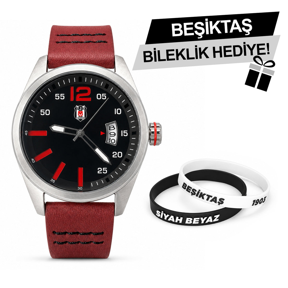 Beşiktaş Lisanslı Kol Saati 56E2S45775 - BJK Bileklik Hediyeli
