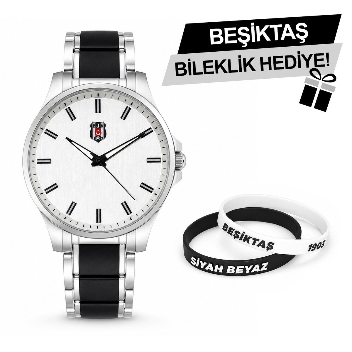 Beşiktaş Lisanslı Kol Saati B01918A-02 - BJK Bileklik Hediyeli
