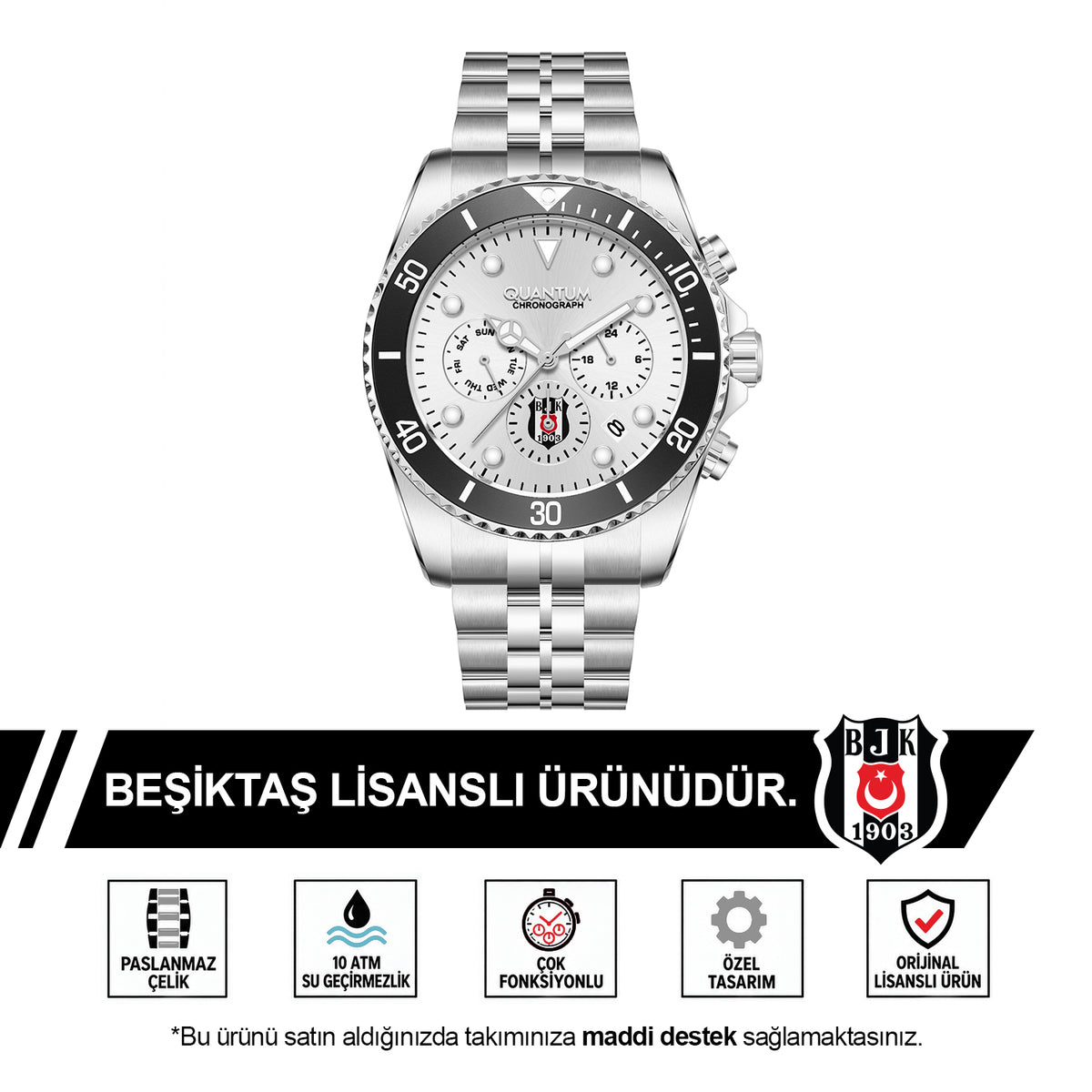 Beşiktaş Quantum Watch 25/M2 GNL69E450022 - Includes a Free BJK Cup