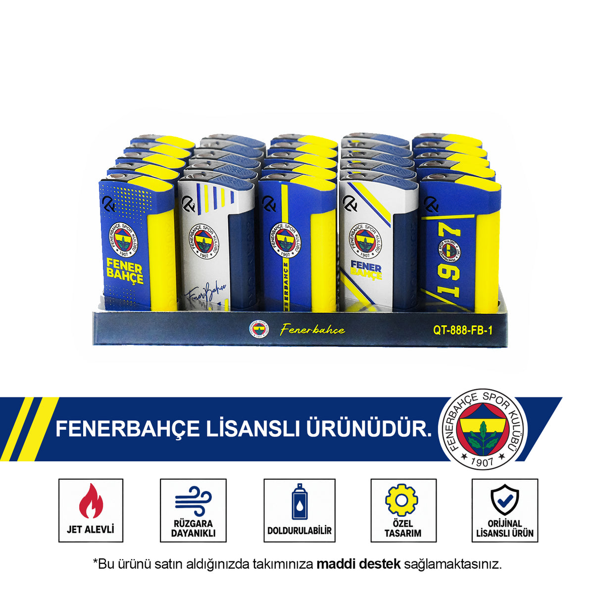 Fenerbahçe Licensed Jet Fan Lighter 25-Piece Stand