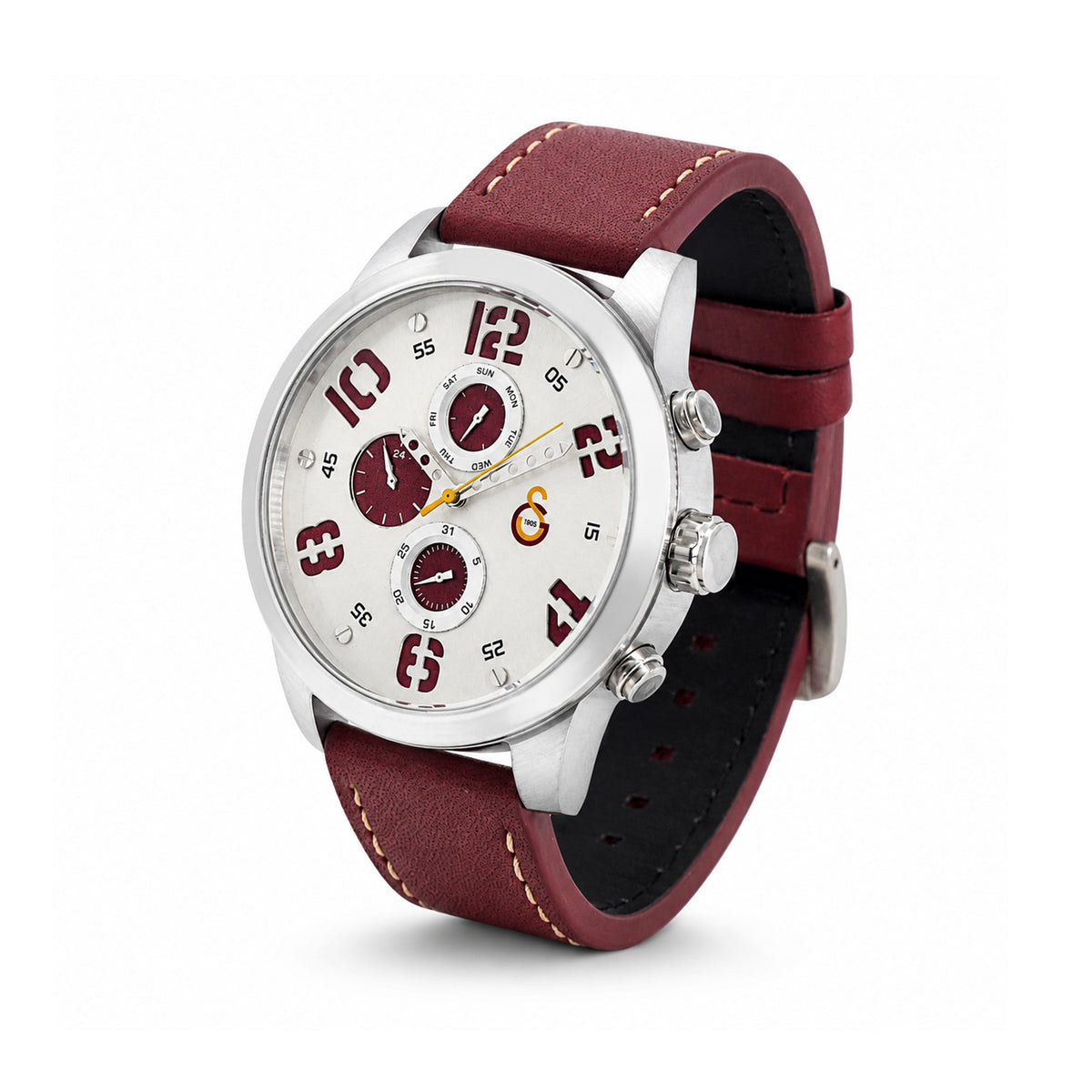 Galatasaray Leather Wristwatch U13856 - GS Keychain Included as a Gift