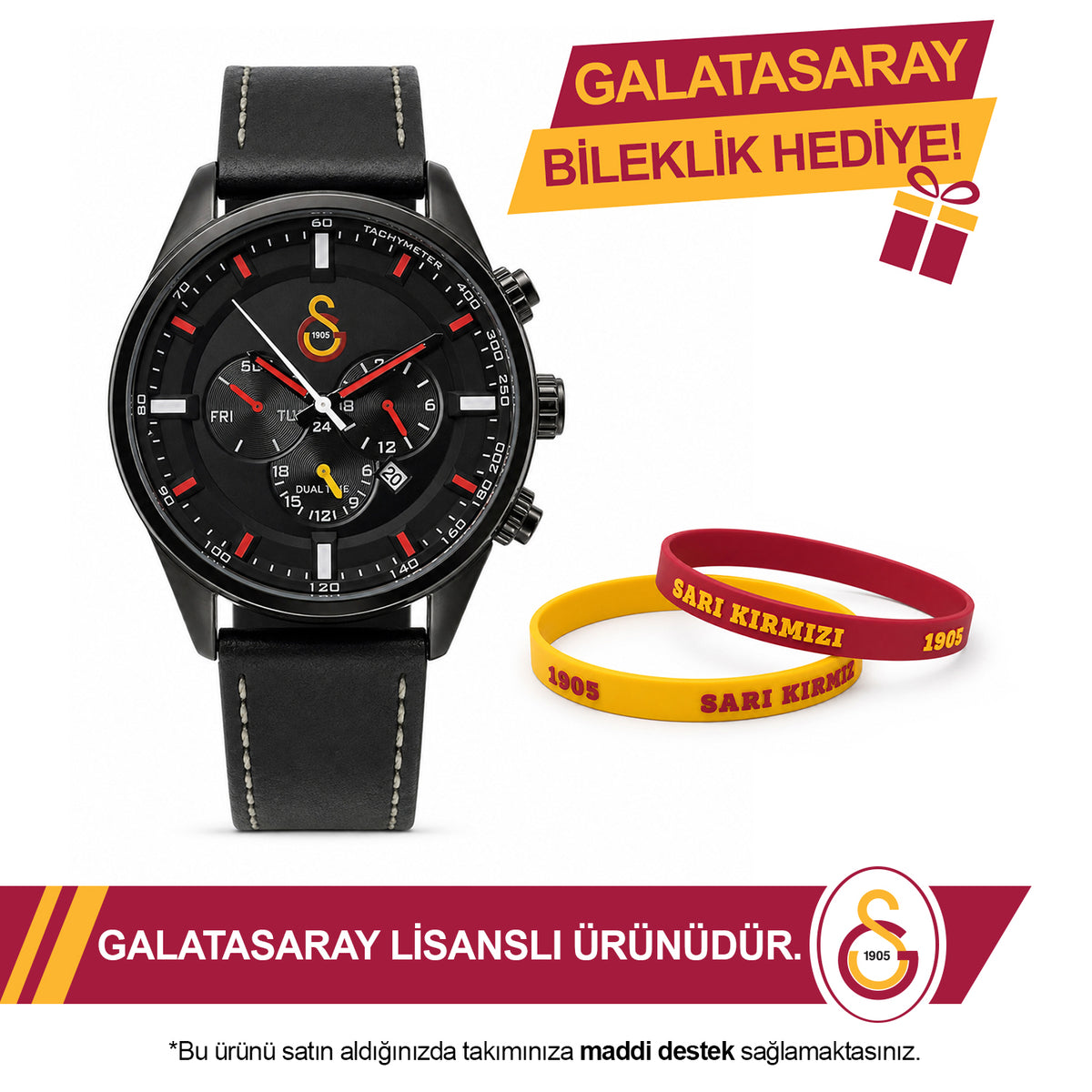 Galatasaray Lisanslı Kol Saati U14232 - GS Bileklik Hediyeli