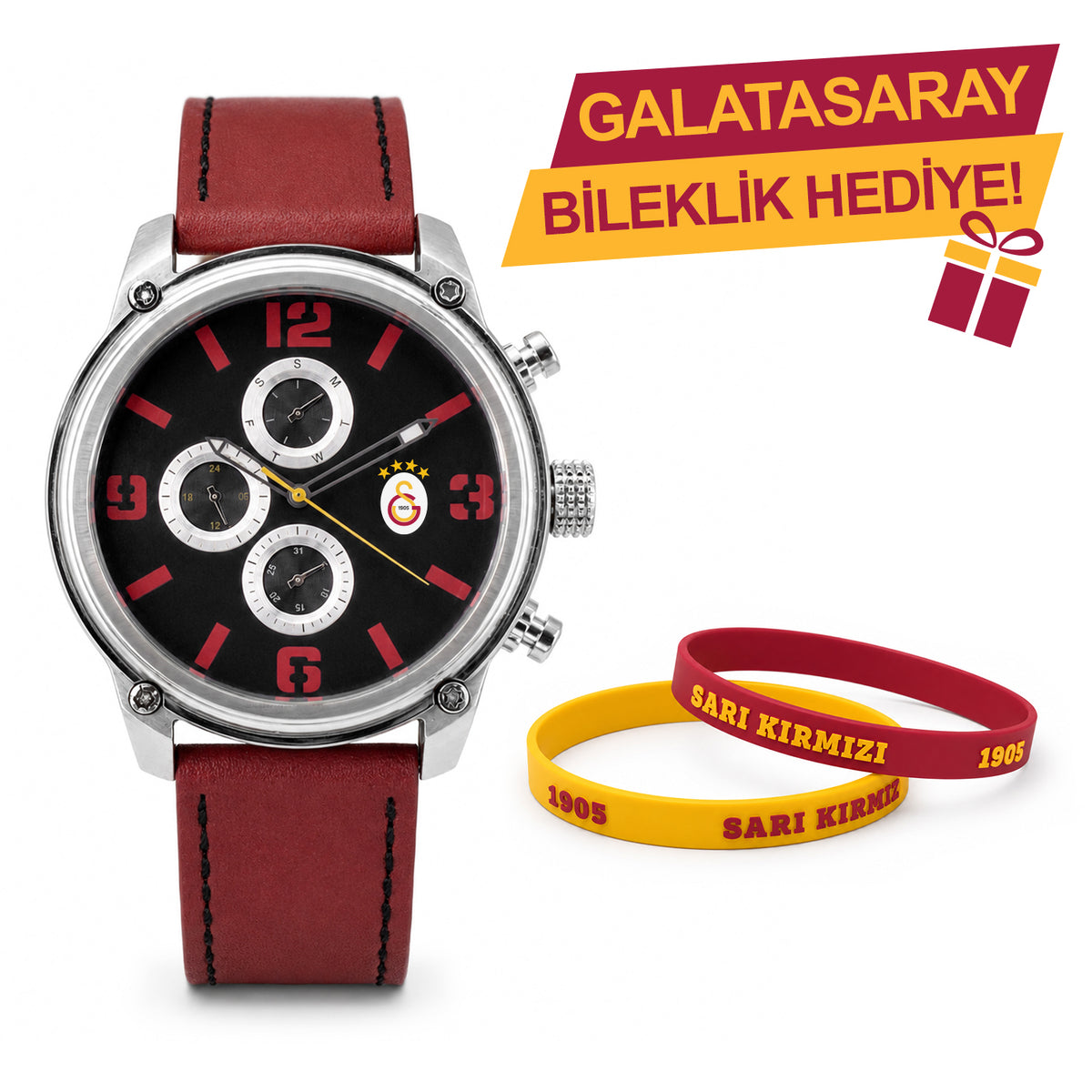 Galatasaray Lisanslı Kol Saati U21317 - GS Bileklik Hediyeli