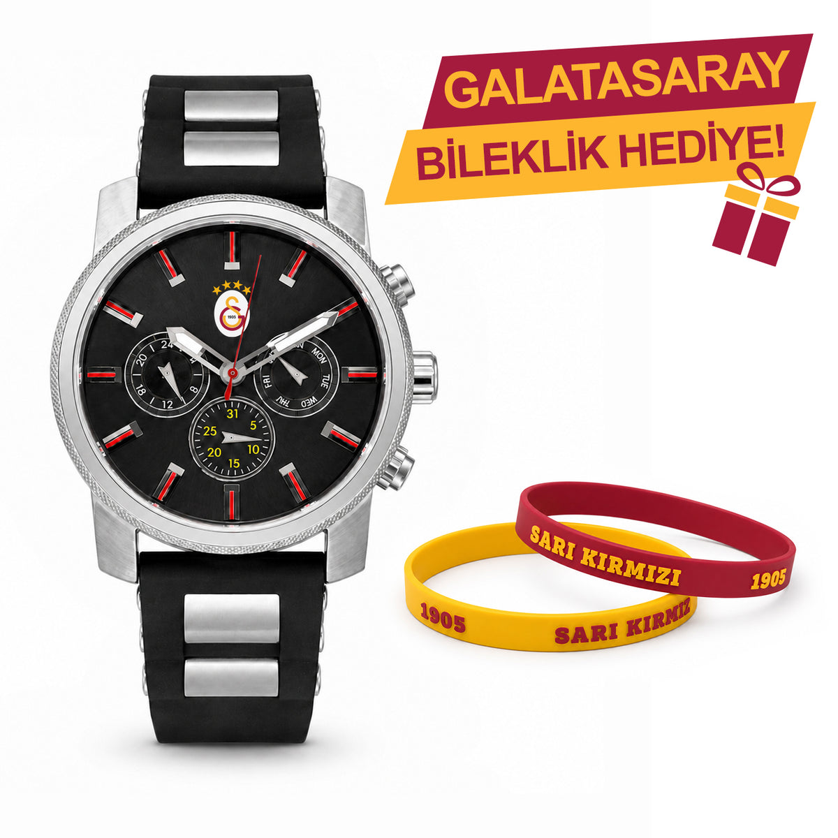 Galatasaray Lisanslı Kol Saati U21399 - GS Bileklik Hediyeli