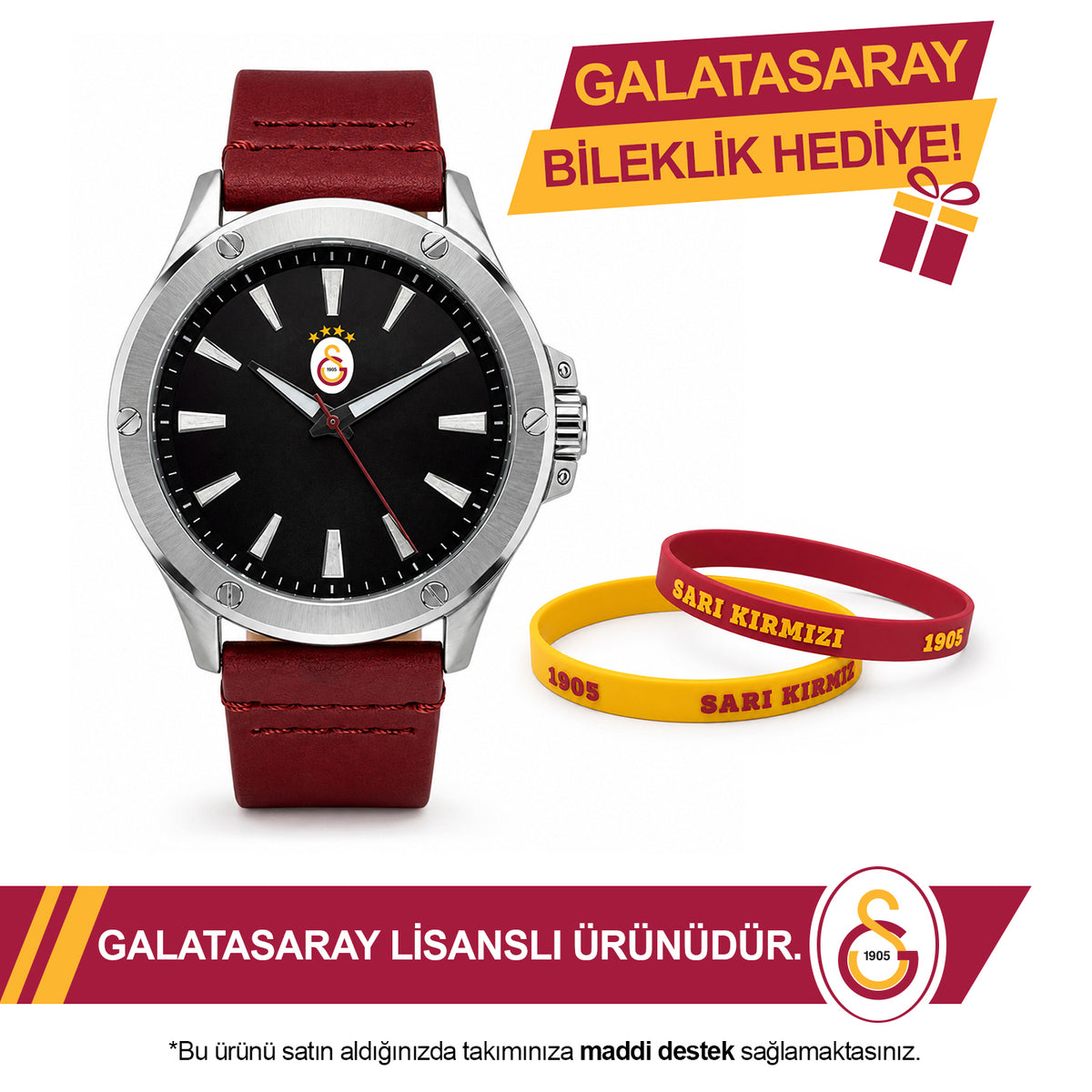 Galatasaray Lisanslı Kol Saati U21739 - GS Bileklik Hediyeli