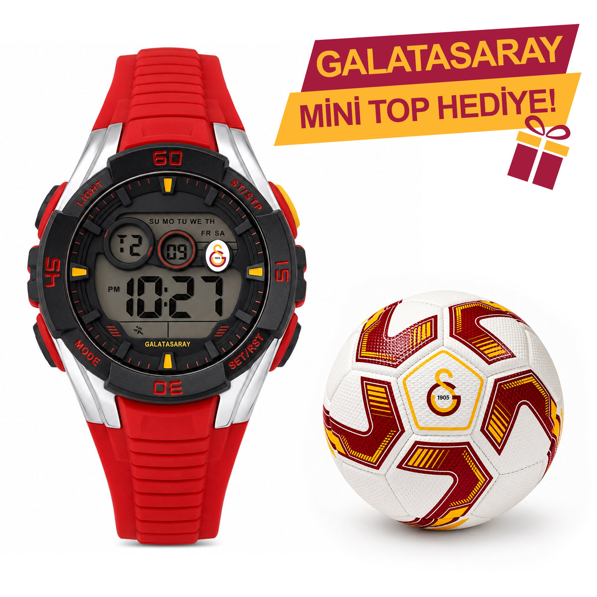 Galatasaray Lisanslı Kol Saati U13594 GS Mini Top Hediyeli