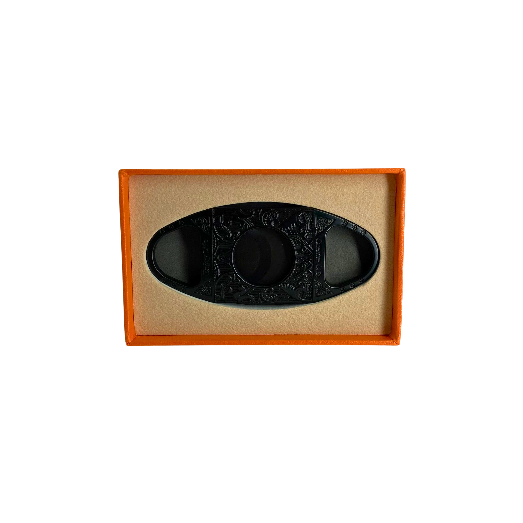 QNN Deri Kılıflı Siyah Desenli Siyah Bıçaklı Puro Kesici