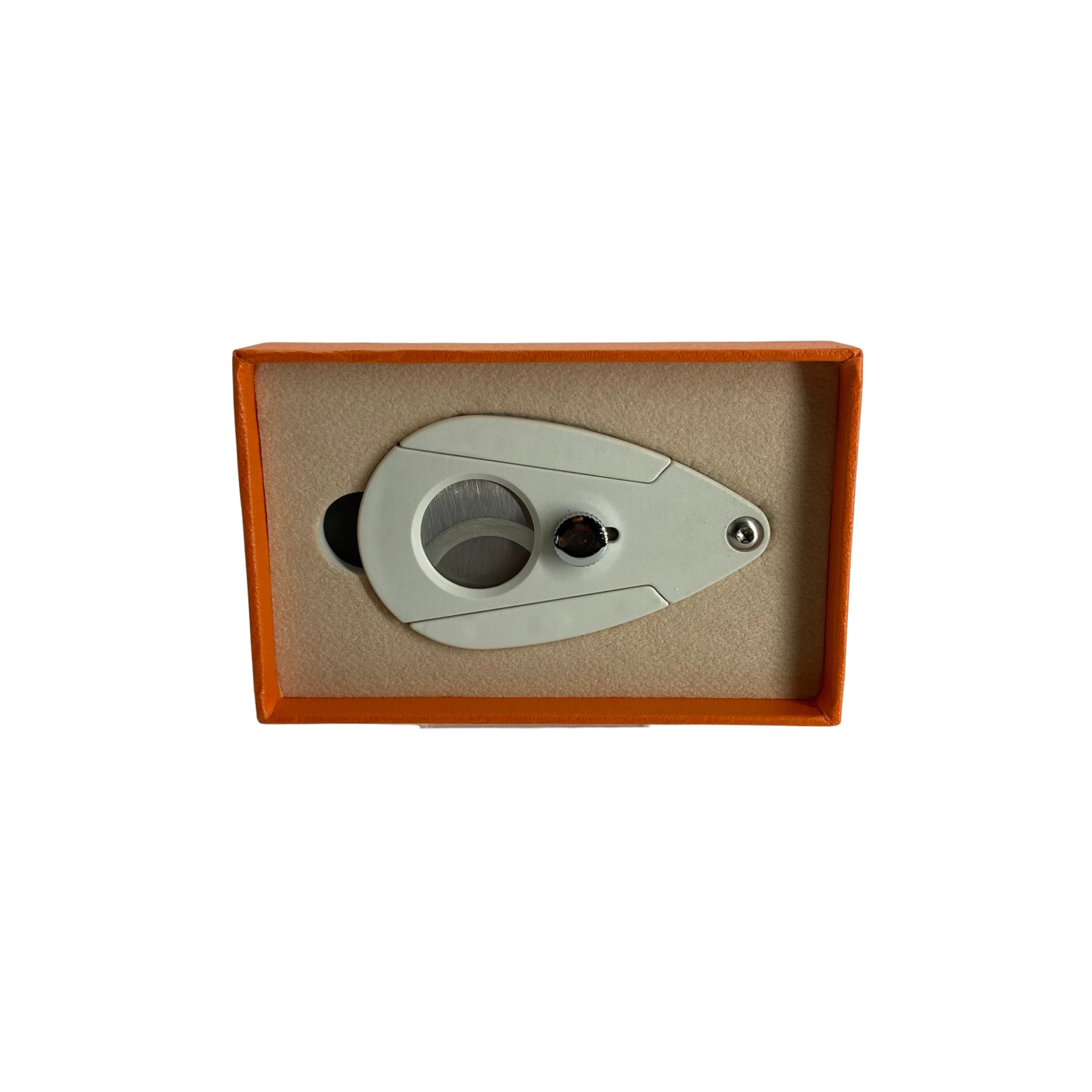 QNN Deri Kılıflı Kelebek Dizayn Beyaz Puro Kesici