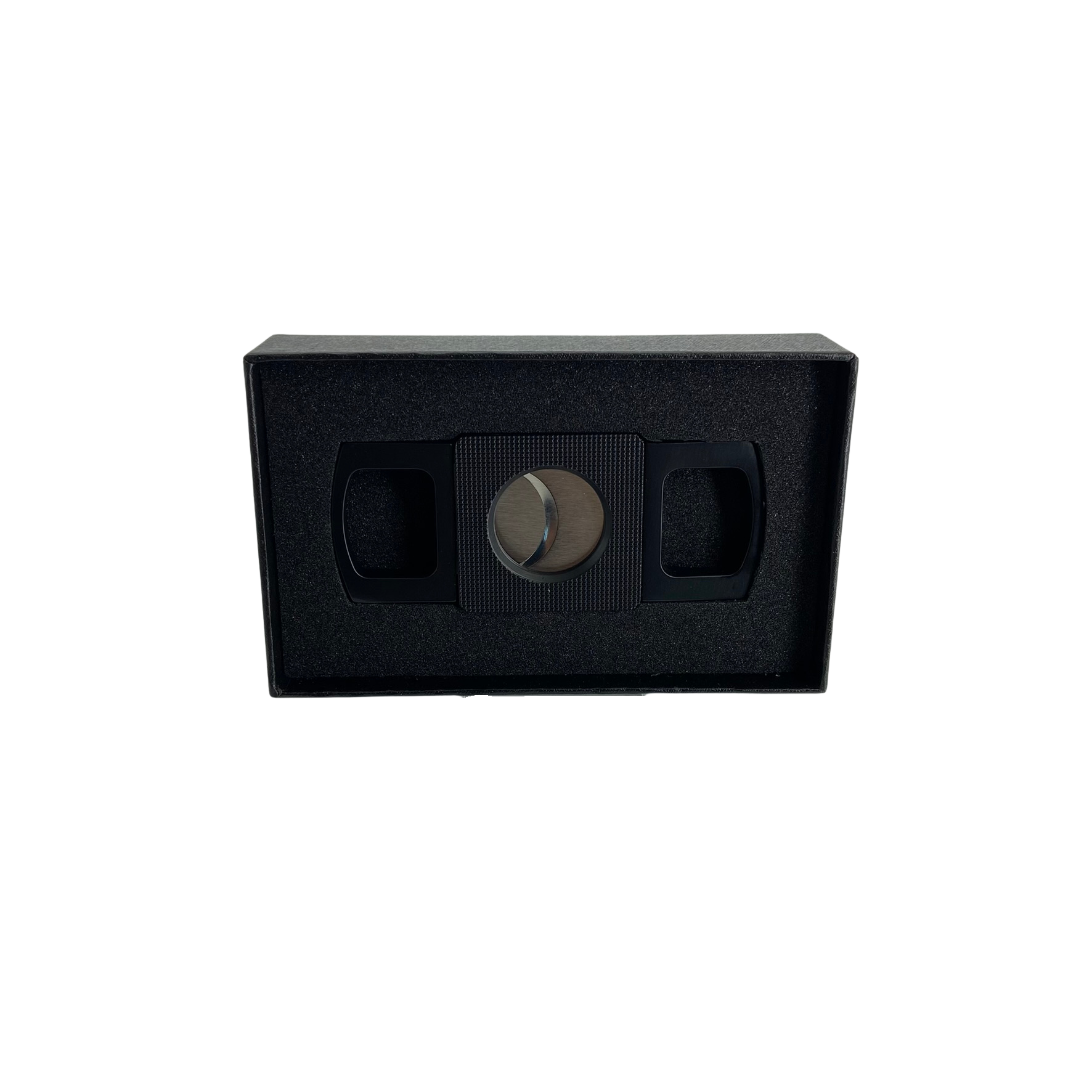 QNN Siyah Mat Gövdesi Desenli Köşeli Puro Kesici