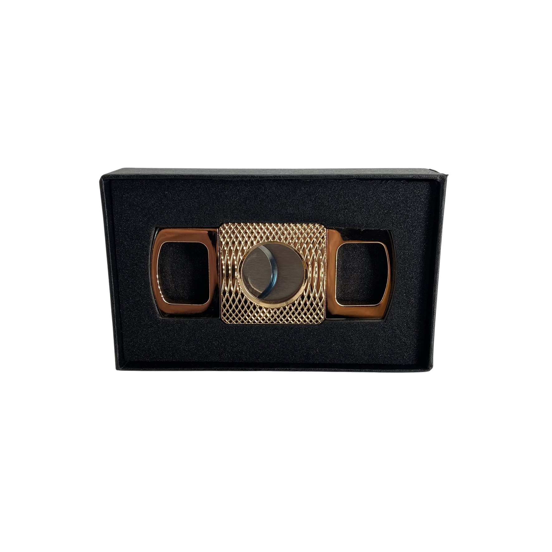 QNN Rosegold Gövdesi Desenli Köşeli Puro Kesici