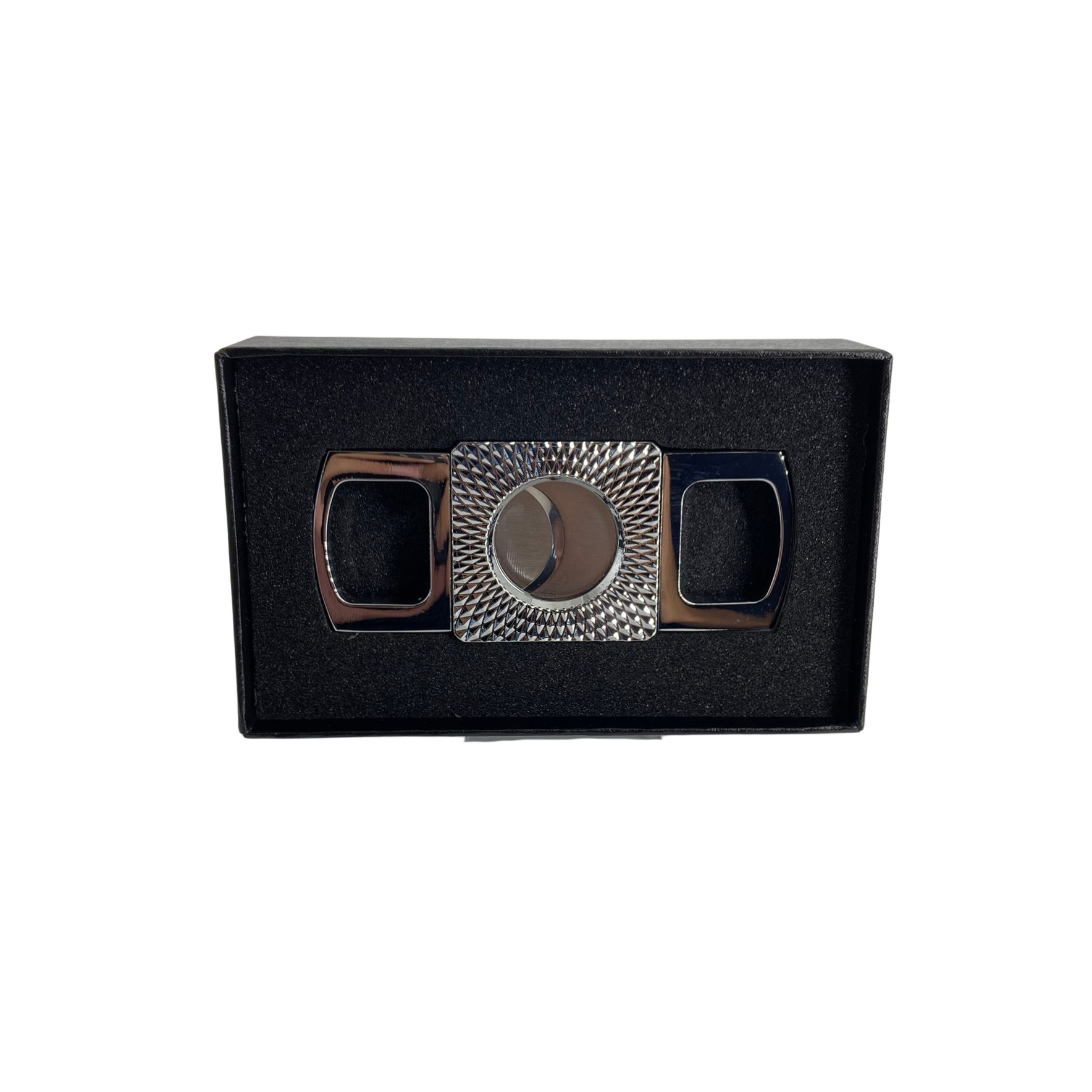 QNN Gümüş Gövdesi Desenli Köşeli Puro Kesici