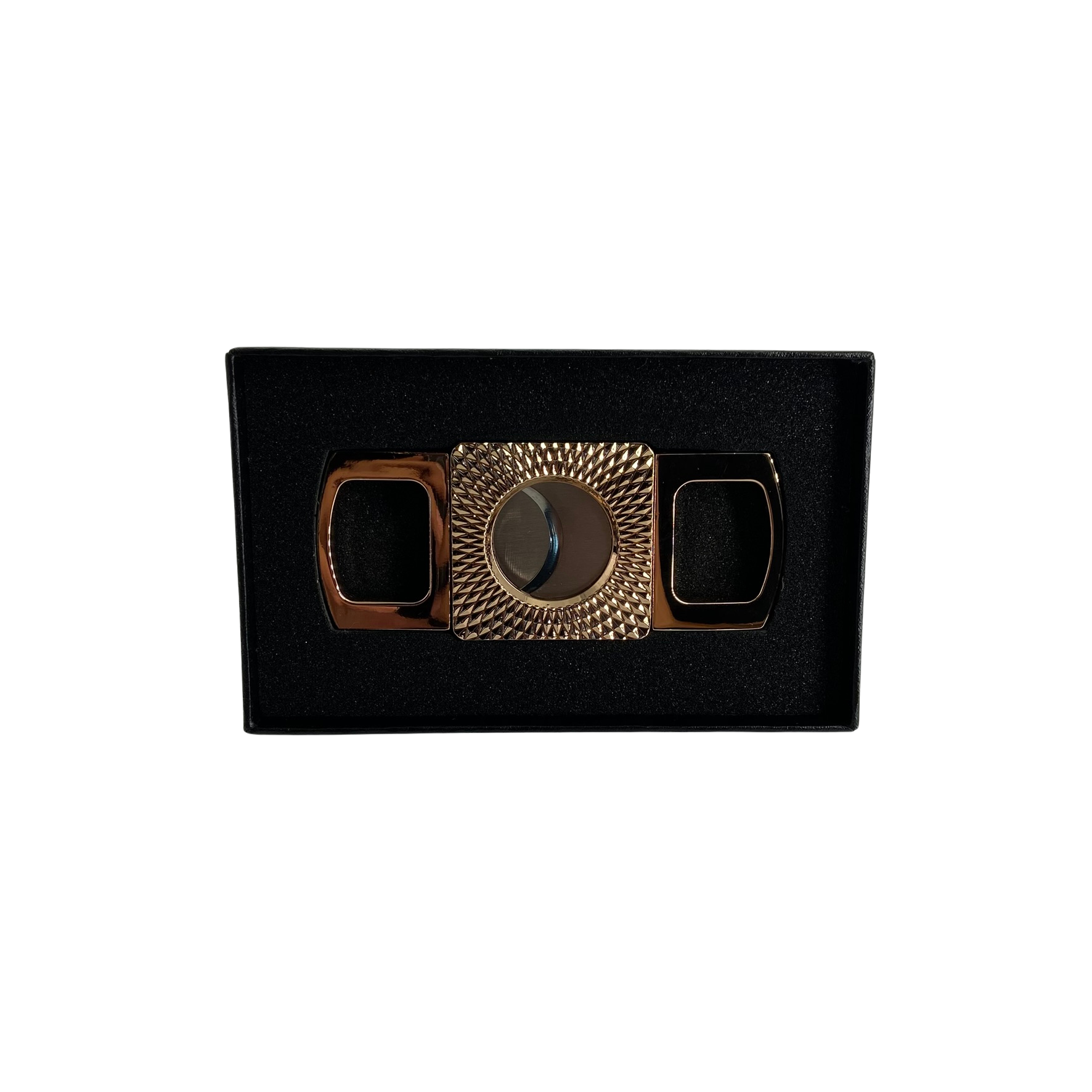 QNN Rosegold Gövdesi Desenli Köşeli Puro Kesici