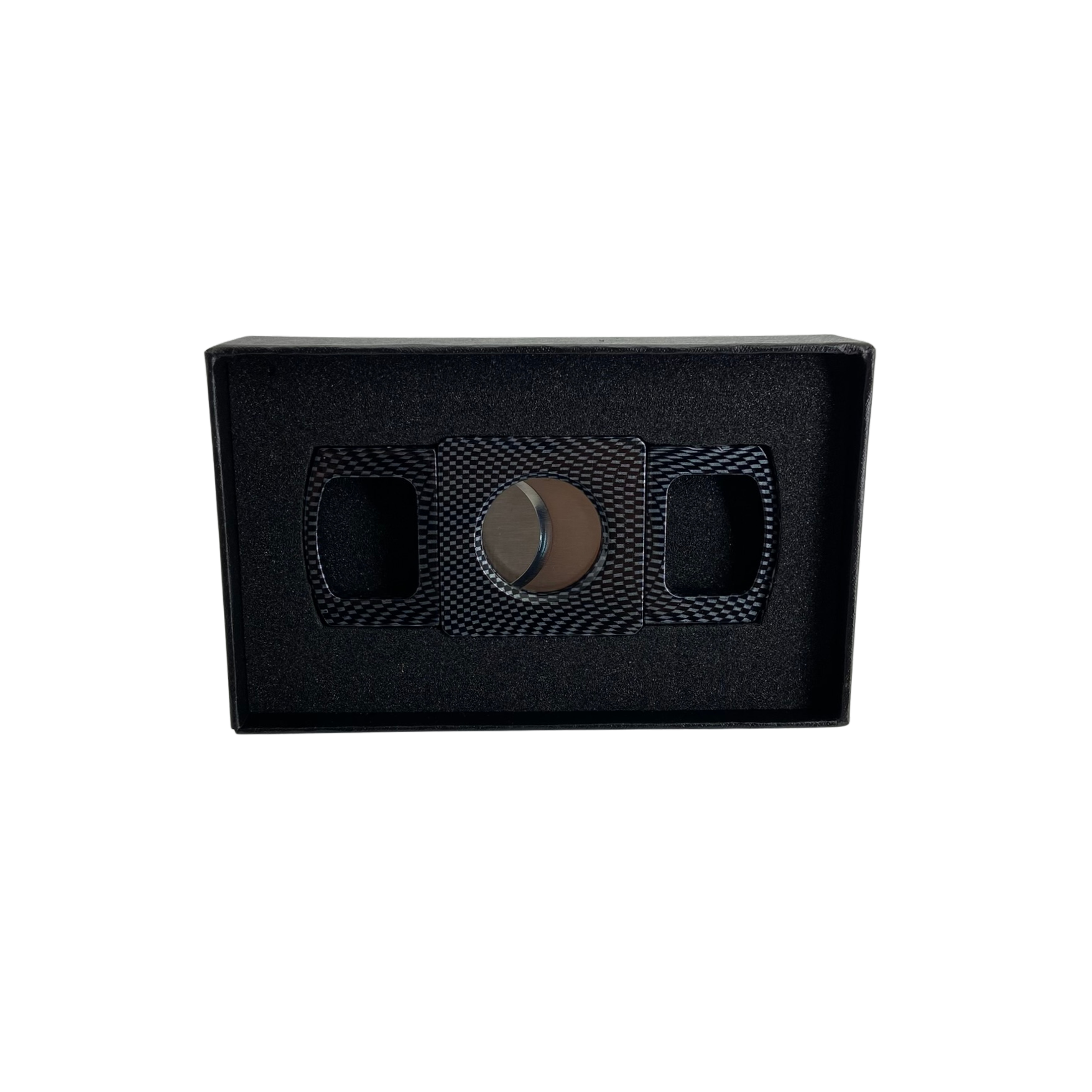 QNN Siyah Karbon Gövdesi Desenli Köşeli Puro Kesici