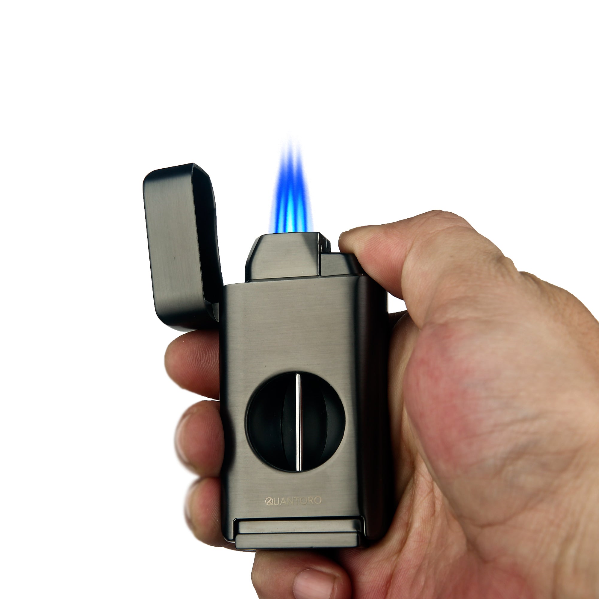 Quantoro MGM05-35 Kesicili Dinlendiricili Üçlü Jet Alev Grey Çakmak