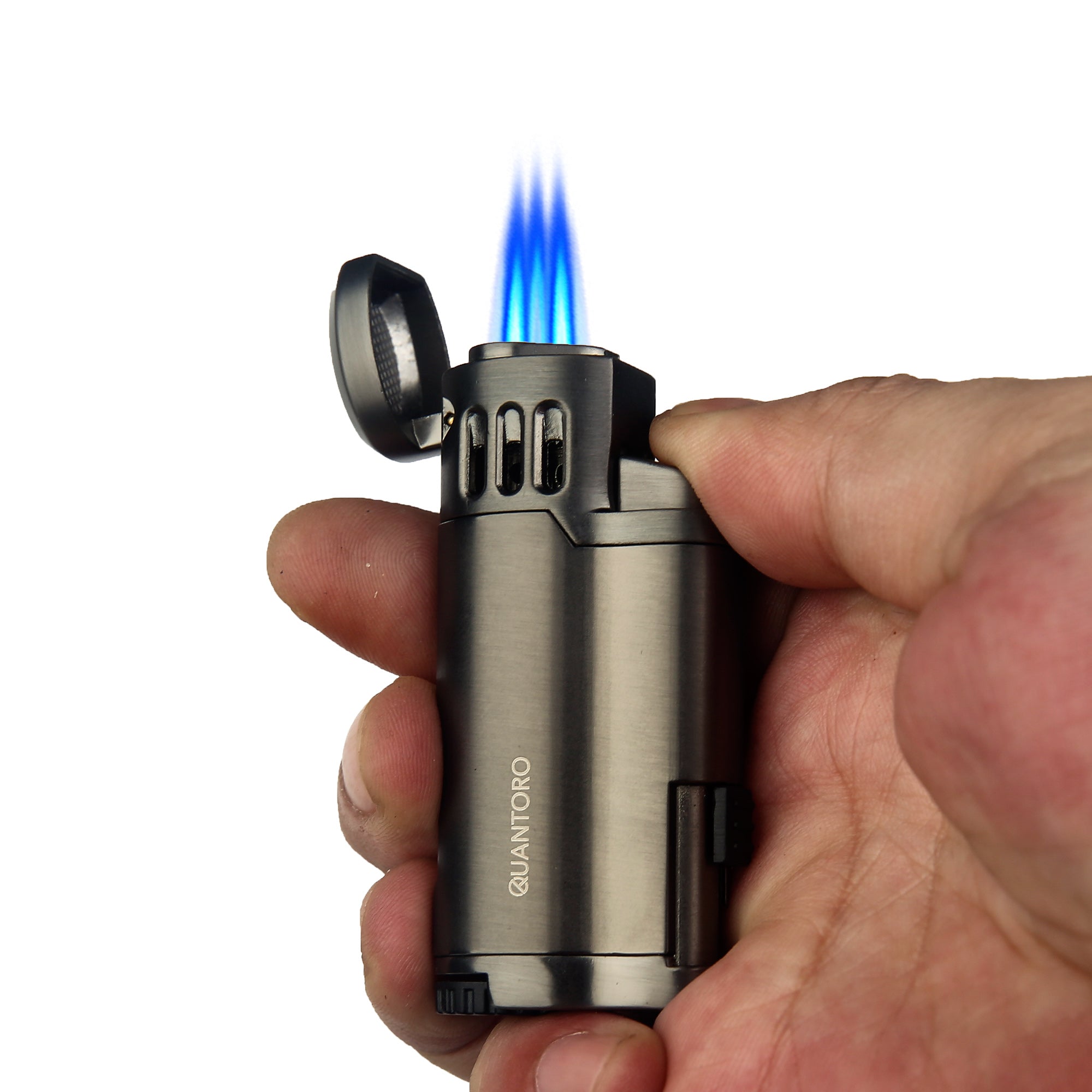 Quantoro MGM05-43 Triple Jet Flame Chrome Lighter with Piercing Function