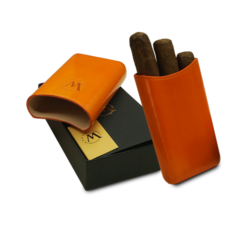 Montes Gerçek Deri El Yapımı 52 Ring Amsterdam Üçlü Puro Kılıfı