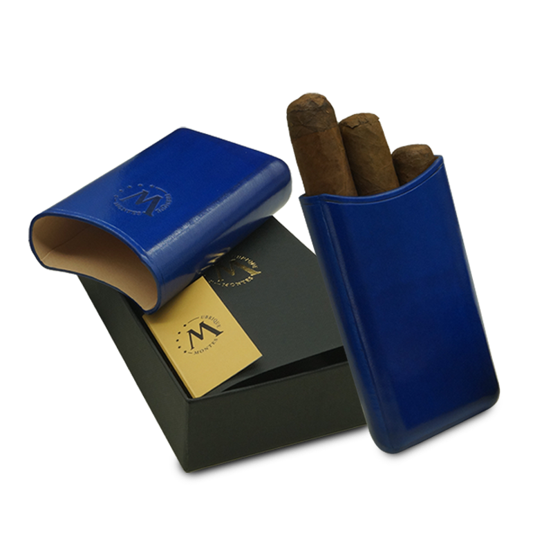 Montes Gerçek Deri El Yapımı 52 Ring Monaco Üçlü Puro Kılıfı