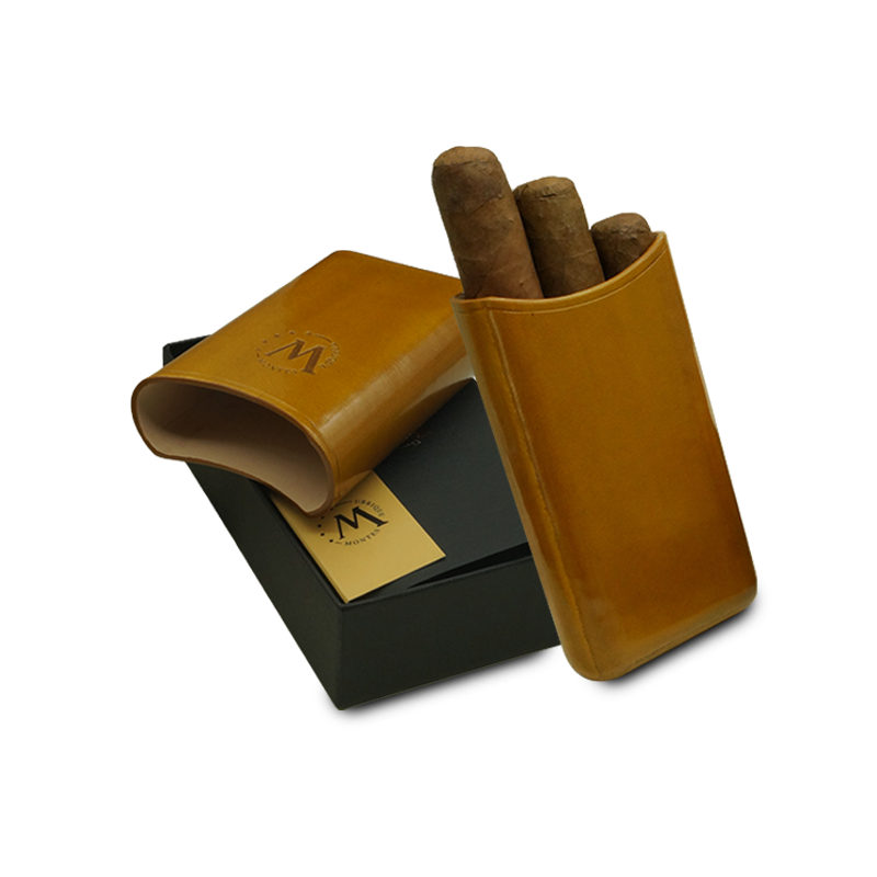 Montes Gerçek Deri El Yapımı 52 Ring Munich Üçlü Puro Kılıfı