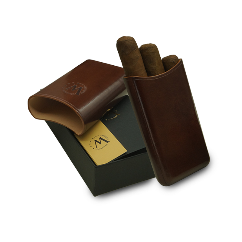 Montes Gerçek Deri El Yapımı 52 Ring Roma Üçlü Puro Kılıfı