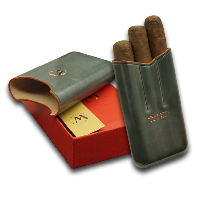 Montes Gerçek Deri El Yapımı 52 Ring Shadow Üçlü Puro Kılıfı