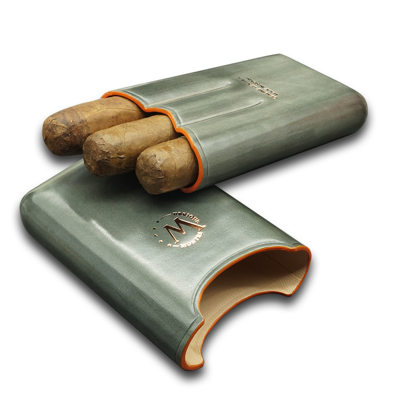 Montes Gerçek Deri El Yapımı 52 Ring Shadow Üçlü Puro Kılıfı