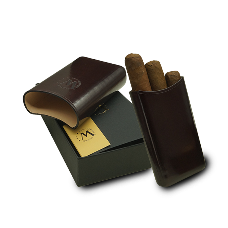 Montes Gerçek Deri El Yapımı 52 Ring Viena Üçlü Puro Kılıfı