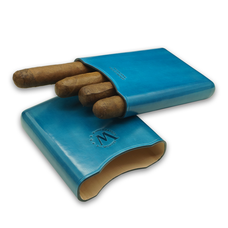 Montes Gerçek Deri El Yapımı 55 Ring Atenas Dörtlü Puro Kılıfı