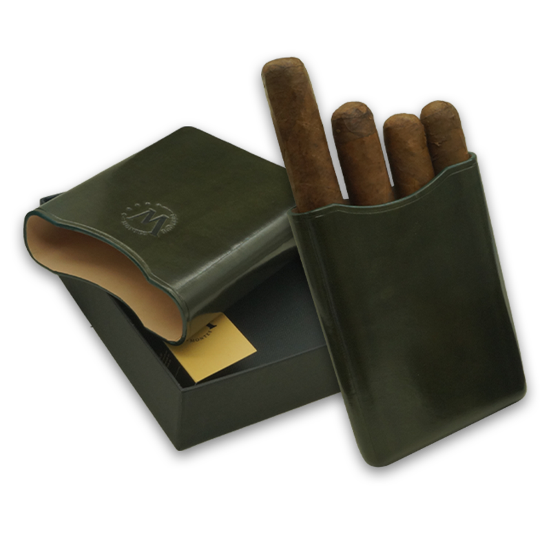 Montes Gerçek Deri El Yapımı 55 Ring Jaen Dörtlü Puro Kılıfı