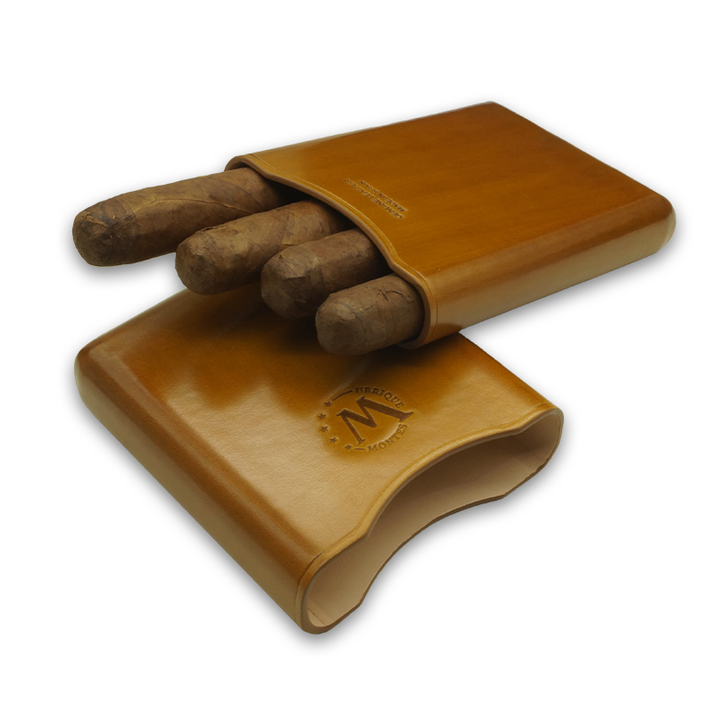 Montes Gerçek Deri El Yapımı 55 Ring Munich Dörtlü Puro Kılıfı