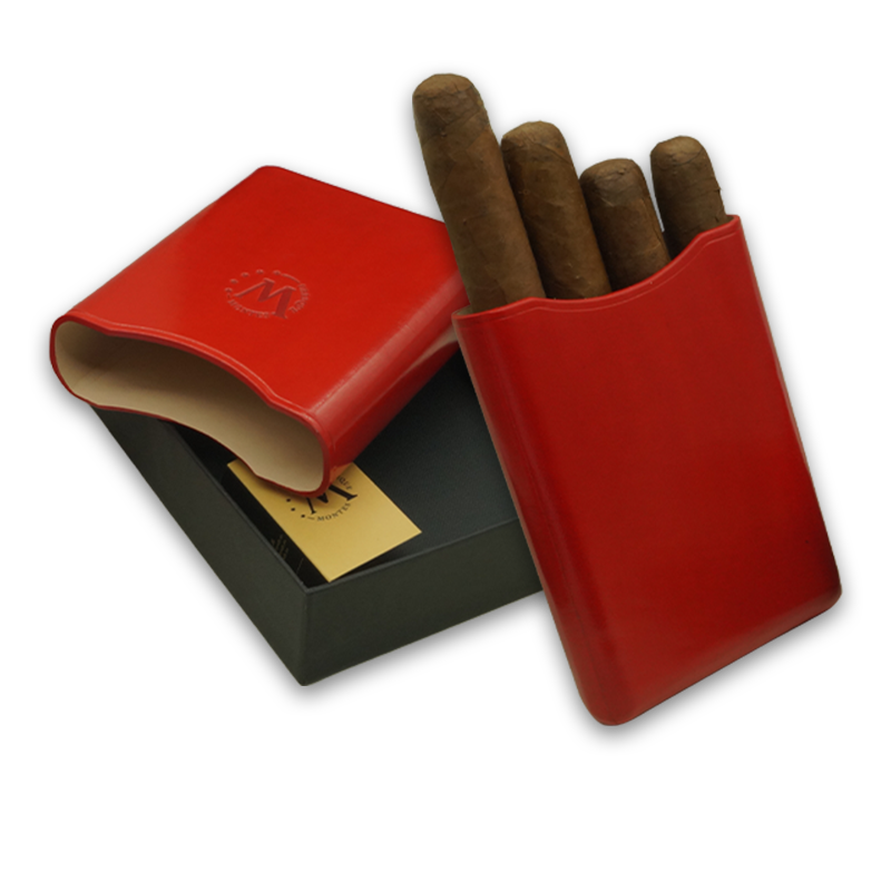 Montes Gerçek Deri El Yapımı 55 Ring Paris Dörtlü Puro Kılıfı