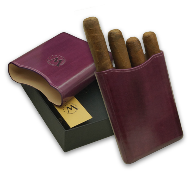 Montes Gerçek Deri El Yapımı 55 Ring Varsovia Dörtlü Puro Kılıfı