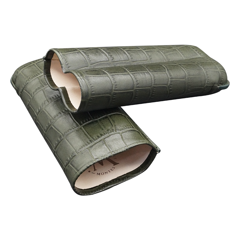 Montes Gerçek Deri El Yapımı 60 Ring Krokodil Bosque İkili Puro Kılıfı
