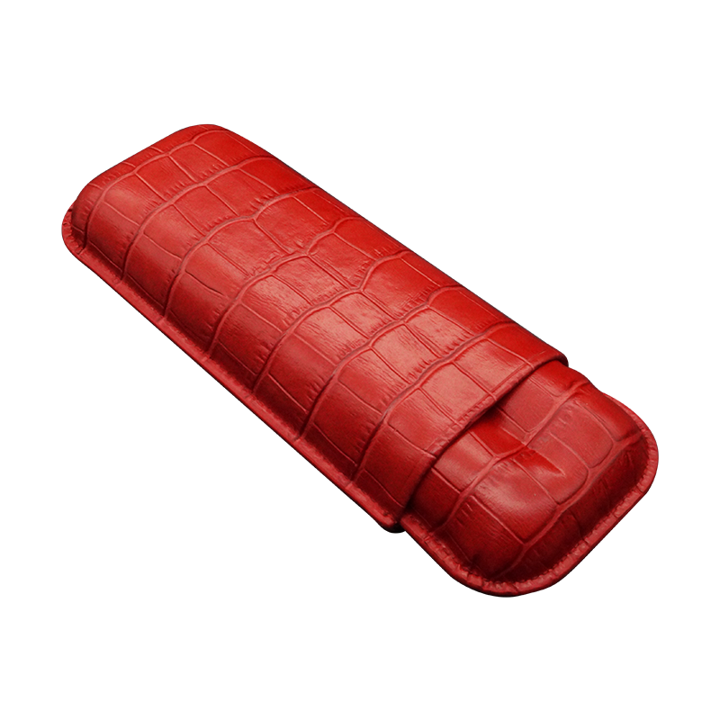 Montes Gerçek Deri El Yapımı 60 Ring Krokodil Fuego İkili Puro Kılıfı