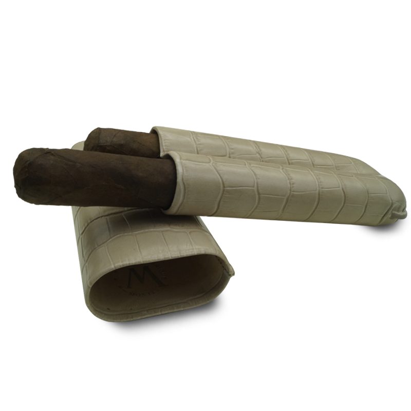 Montes Gerçek Deri El Yapımı 60 Ring Krokodil Piedra İkili Puro Kılıfı