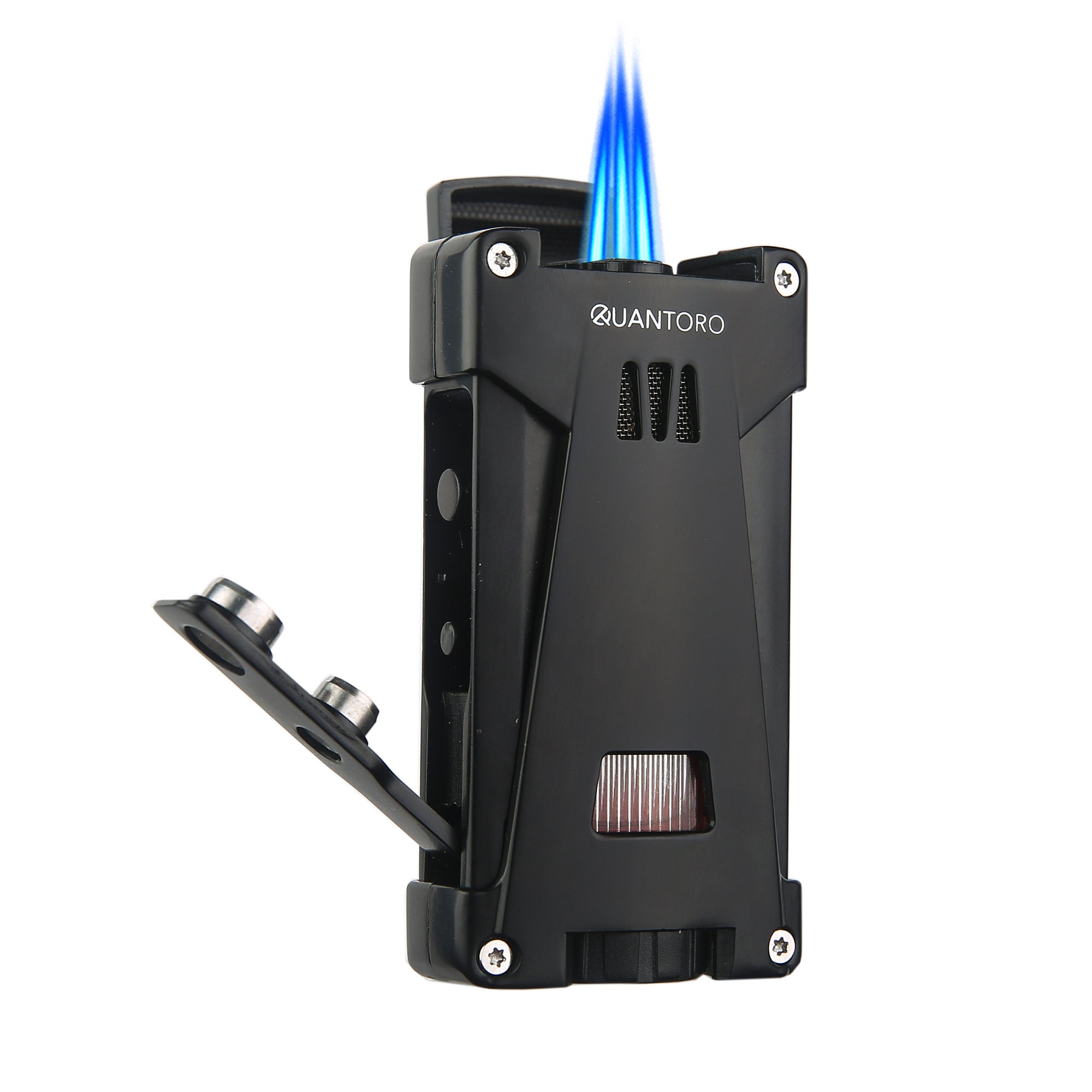 Quantoro MGM05-47 Triple Jet Flame Black Lighter with Penetrating Blade