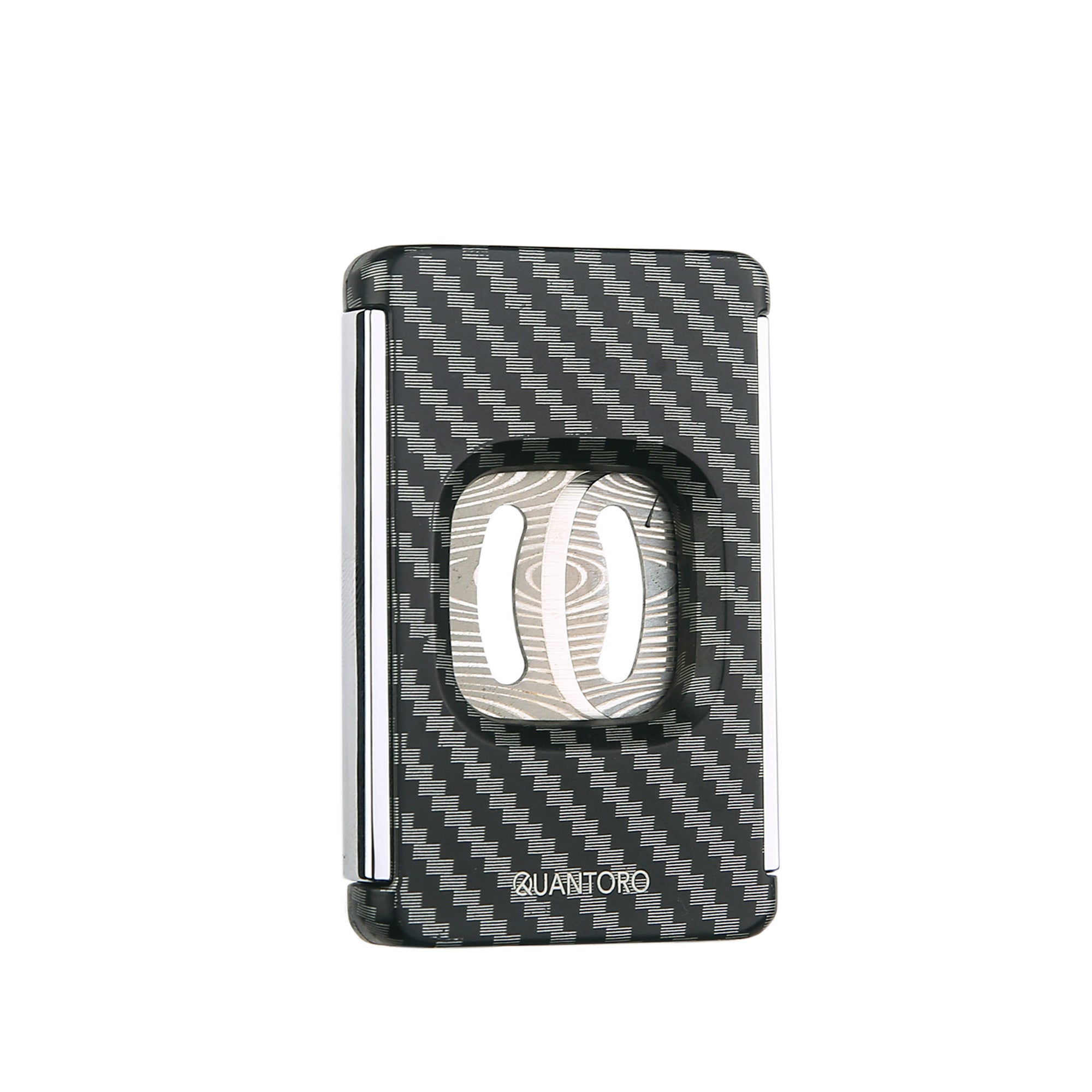 Quantoro QC-13 Damascus Çift Bıçaklı Black Carbon Puro Kesici