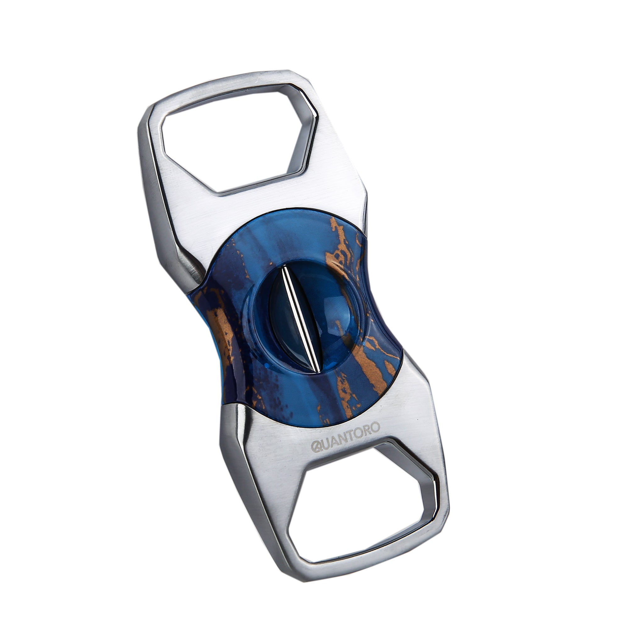 Quantoro QC-9 V-Cut Chrome Blue Marble Cigar Cutter