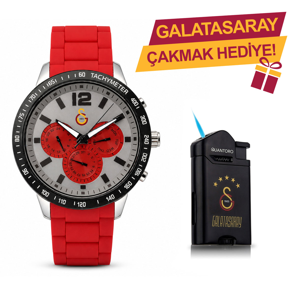 Galatasaray Lisanslı Kol Saati U13634 GS Çakmak Hediyeli