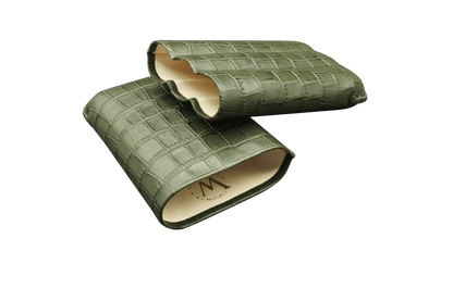 Montes Gerçek Deri El Yapımı 60 Ring Krokodil Bosque Üçlü Puro Kılıfı