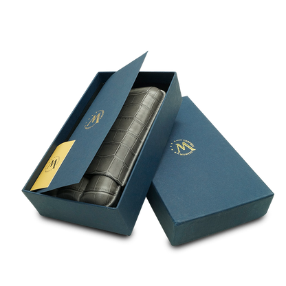 Montes Gerçek Deri El Yapımı 60 Ring Krokodil Ceniza Üçlü Puro Kılıfı