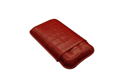 Montes Gerçek Deri El Yapımı 60 Ring Krokodil Fuego Üçlü Puro Kılıfı