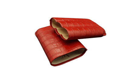 Montes Gerçek Deri El Yapımı 60 Ring Krokodil Fuego Üçlü Puro Kılıfı