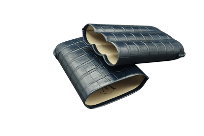 Montes Gerçek Deri El Yapımı 60 Ring Krokodil Oceano Üçlü Puro Kılıfı