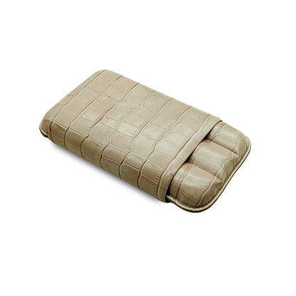 Montes Gerçek Deri El Yapımı 60 Ring Krokodil Piedra Üçlü Puro Kılıfı