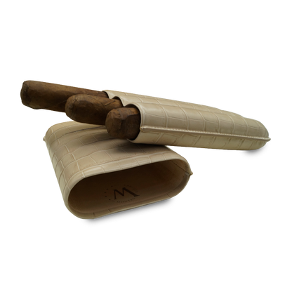 Montes Gerçek Deri El Yapımı 60 Ring Krokodil Piedra Üçlü Puro Kılıfı